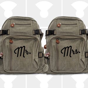 Mr and Mrs, Personalized Wedding Gift, Honeymoon Luggage, Mr and Mrs Gift, Wedding Party Gift, Backpack image 1