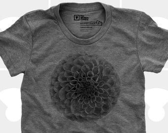 Women's T-Shirt - Dahlia - Screen Printed Shirt - Botanical - Plant - Bee TShirt