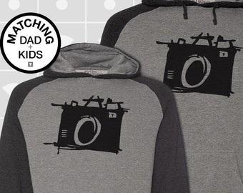 Camera shirt-vader zoon bijpassende shirts-camera-film camera-fotograaf gift-sketch camera