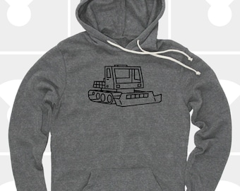 Snowboarding Skiing Hoodie, Unisex Snowcat Pullover Sweatshirt, Ski Gift, Bulldozer, Tahoe, Montana, Utah, Men's Clothes, Gift for Men