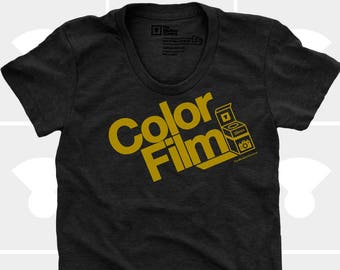 Farbfilm Frauen TShirt, T-Shirt, Frauen Top, S, M, L, XL, Film, Kamera, Typografie, Fotografie, schwarzes Shirt (4 Farben) TShirt für Frauen