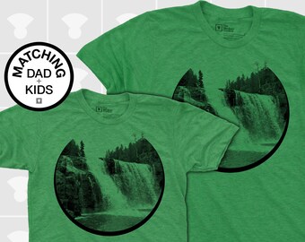 Father Son Matching Shirts - Dad and Baby Matching Shirts - Camping Shirt - Dad Gift from Daughter - Waterfall