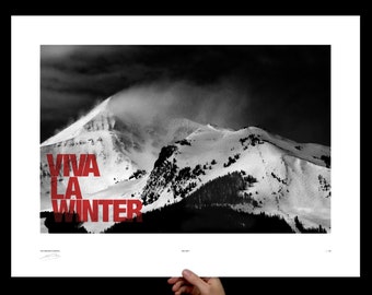 Viva La Winter, Big Sky Ski Resort Montana, Art Print, Screenprint, Print, Poster, Office Art, Snowboarding, Skiing Mountain