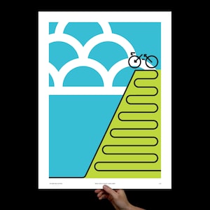 Biking, Road Biking, Mountain Biking, Biking Gift, Cycling, Screenprint Hand-Printed, Living Room Wall Art, Nursery Art, Gifts for Boyfriend
