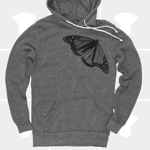 Monarch Butterfly Pullover Hoodie - Realistic Nature Inspired Sweatshirt