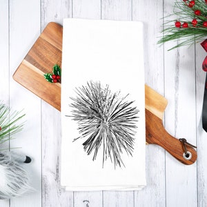 Pine Tree Tea Towel - Pine Burst Flour Sack Kitchen Dish Towel - 100% Cotton - Cottagecore Forest Kitchen Towel - Hand Screen Printed