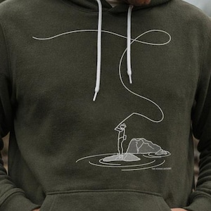 Felpa con cappuccio minimalista da pesca a mosca / Felpa unisex