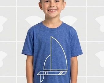 Kids Sailboat Shirt - Hand Printed Nautical Toddler Tee - Youth Sailing Graphic Adventure Top