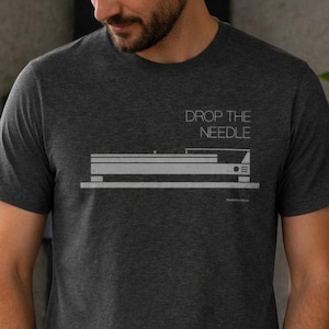 Drop the Needle Turntable Shirt | Men's Retro DJ Record Player Tee