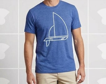 Men's Sailboat Shirt | Hand Printed Nautical Dad Gift | Custom Sailing Trip Graphic Tee