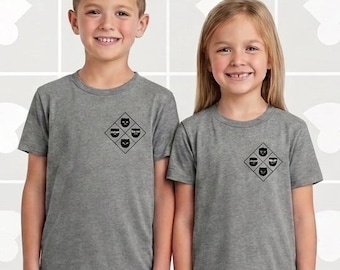 Kids Cat Shirt Scout Badge Watson the Cat Funny Feline Hand Printed Tee