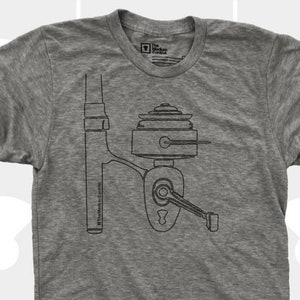 Unique Hand-Drawn Fishing Reel T-Shirt - Perfect Fishing Gift for Dad & Fishermen