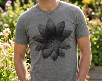 Balloon Flower Shirt - Hand Printed Botanical Tee - Men's Gardening Gift - Unisex Top