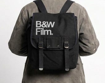 B&W Film Canvas Backpack | 12x12 Minimalist Street Photography Utility Bag