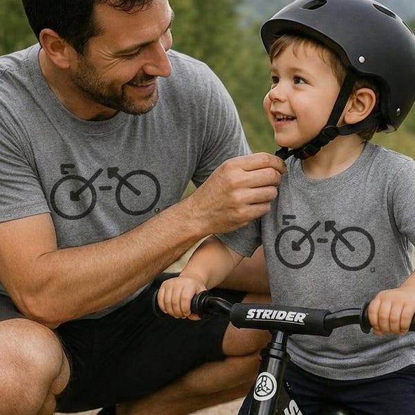 Casual Bike Father Child Shirts | Summer Boardwalk Trail Matching Tees
