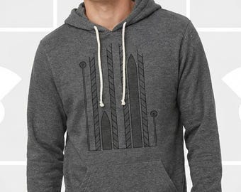 XC Ski Hoodie | Men's Sponge Fleece Nordic Layer | Cross Country Skiing Gift for Him