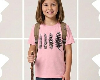 Kids Pine Cone Anatomy Shirt, Botanical Science Tee, Forest School Gear