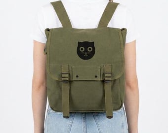 Canvas Backpack: Cat Watson Graphic - Multiple Styles - Small Minimalist Bag for Women and Students
