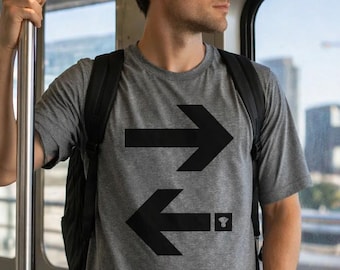 Men's Travel Arrows Graphic Tee | Minimalist Typography Map Shirt