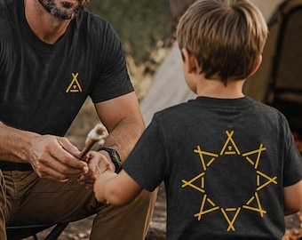 Camping Dad and Kids Matching T-Shirts | Hand Printed Tent Graphic Tees