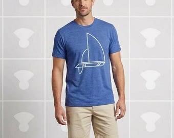 Men's Sailboat Shirt | Hand Printed Nautical Dad Gift | Custom Sailing Trip Graphic Tee