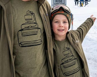 Chairlift Rise Matching Family Shirts | Ski Resort Dad and Kid Tees