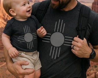 Zia Sun Matching Dad and Kids Shirts | Southwest Style Family Gift Set
