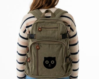 Small Canvas Cat Backpack: Watson Graphic - Multiple Styles