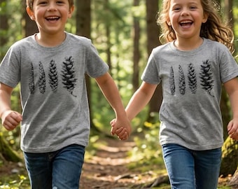 Kids Pine Cone Shirt, Summer Vacation Adventure Tee, Forest School Gear