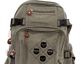 Cat Badge - Lightweight Canvas Backpack