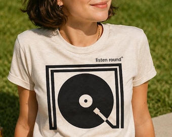Vinyl Record T-Shirt Listen Round | Women's Summer Concert Music Festival Tee
