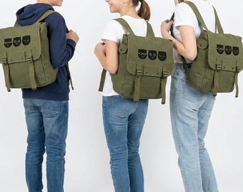 Matching Cat Backpacks Three Musketeers Graphic Canvas School Bag Youth Adult