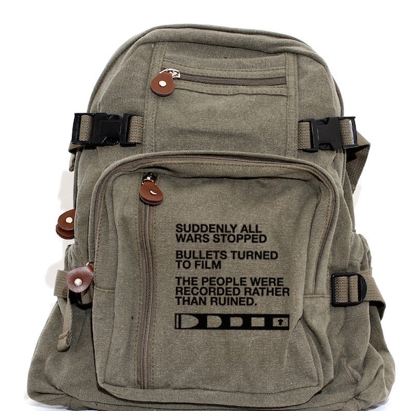 Canvas Backpack – Film vs Bullet Quote, Lightweight Small Backpack
