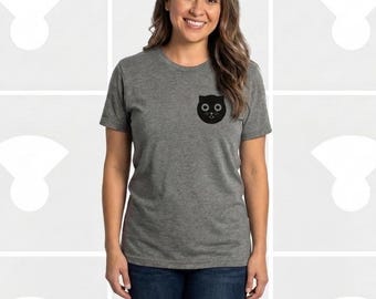 Cat Lover Gift for Her | Hand-Printed Minimalist Shirt | Women's Cat Shirt