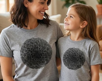 Matching Mother Daughter Dahlia Shirts - Mommy and Me Botanical Set