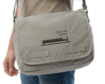 Canvas Messenger Bag - Drop the Needle Turntable