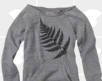 Fern, Women's Sweatshirt, Women Clothing, Off the Shoulder, Nature Sweatshirt, Sweatshirt, Camping Shirt, Ladies Sweatshirt, Comfy