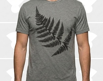 Unisex Fern Botanical T-Shirt - Hand Printed Leaf Graphic Tee in Multiple Colors