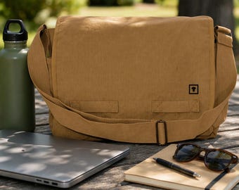 Brown Canvas Messenger Bag Rugged Field Gear Surveyor Large Capacity (up to 17" laptop)