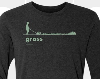 Lawn Mower, Grass, Long Sleeve T Shirt, Gift for Dad, Brother, Son, Funny Shirt, Men's Shirt, Women's Clothing, Lawnmower