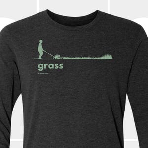 Lawn Mower, Grass, Long Sleeve T Shirt, Gift for Dad, Brother, Son, Funny Shirt, Men's Shirt, Women's Clothing, Lawnmower image 1