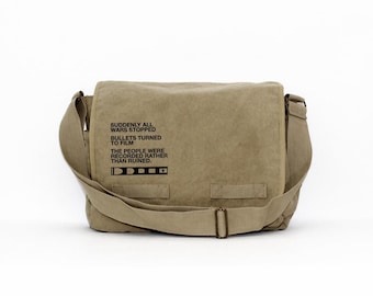 Anti-War Messenger Bag | Bullets to Film Canvas Carryall Satchel (Fits 17" Laptop)