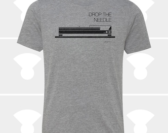 Kids Turntable Shirt, Hand Printed "Drop the Needle" Tee, DJ Music Gift for Toddler and Youth