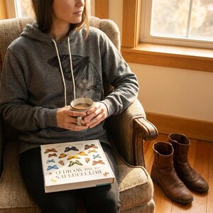 Monarch Butterfly Hoodie, Mother’s Day Gift, Detailed Botanical Pullover, Nature Mom Garden Sweatshirt image 2