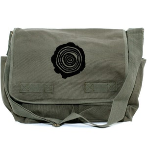 Messenger Bag: Tree Rings - Large Canvas Bag - Woodworking Tool Bag - Messenger Bag Men