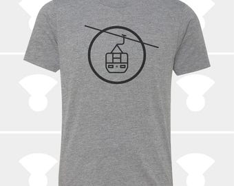 Hand Printed Kids Gondola T-Shirt | Minimalist Design Ski Lift Tee | Mountain Youth Shirt