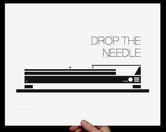 Print: Drop the Needle - Screenprint - Turntable Illustration