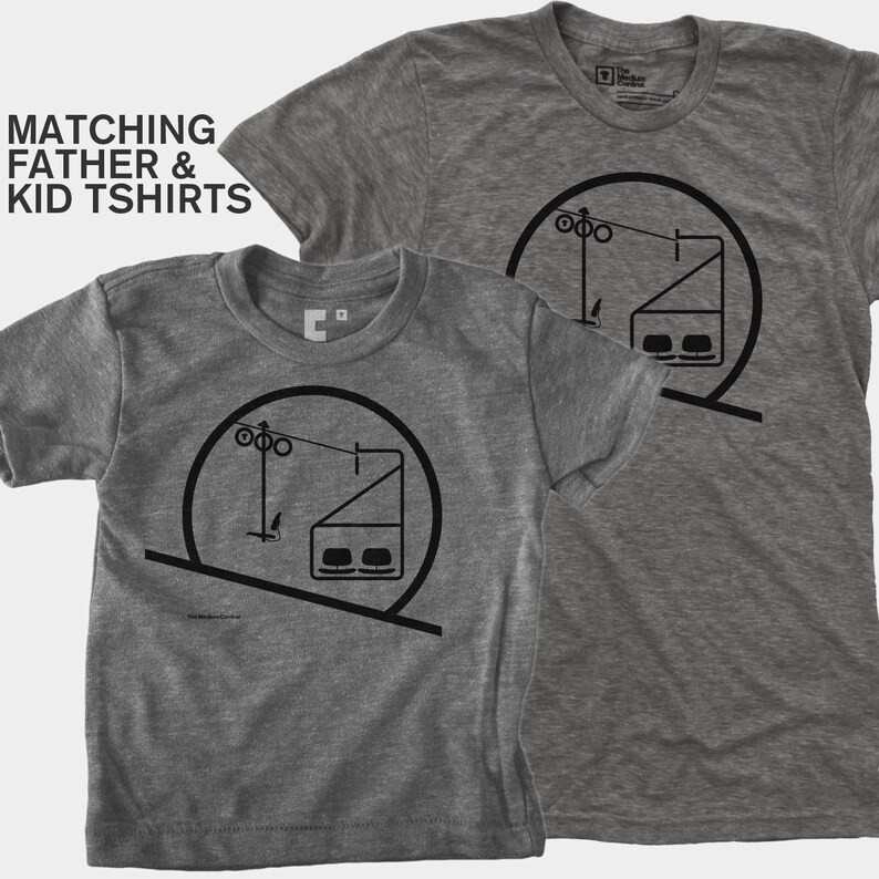 Skiing Matching Dad and Kid Shirts | Snowboard Alpine Mountain Family Tops image 3