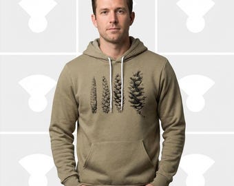 Pine Cone Hoodie | Soft Fleece Nature Gift for Him | Arborist & Hiker