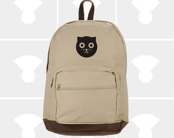 Watson the Cat - Leather Bottom Laptop Backpack